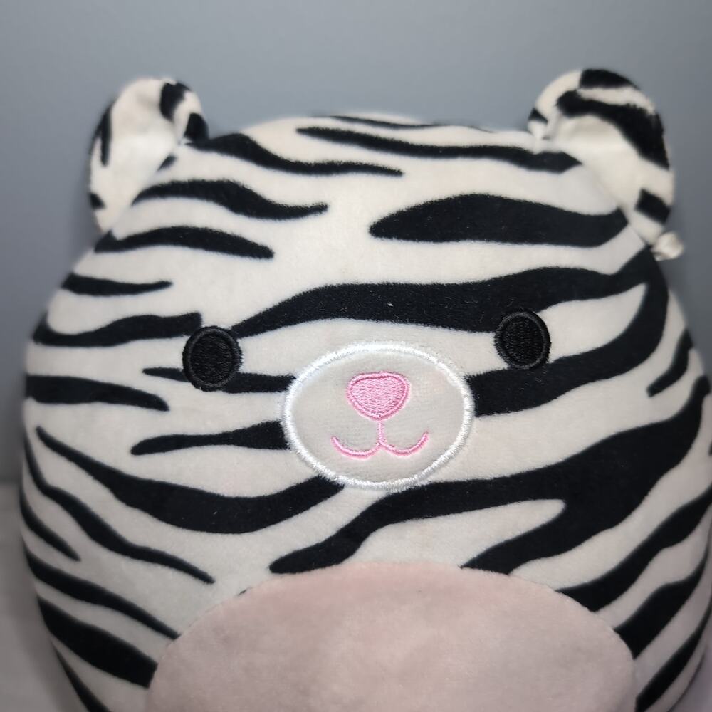 Squishmallows Tasha the Tiger White Black Stripe Pink Belly and Nose Plush 8"